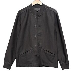 Frank And Oak Black Cotton Blend Jacket Small Button Front Minimalist Outerwear